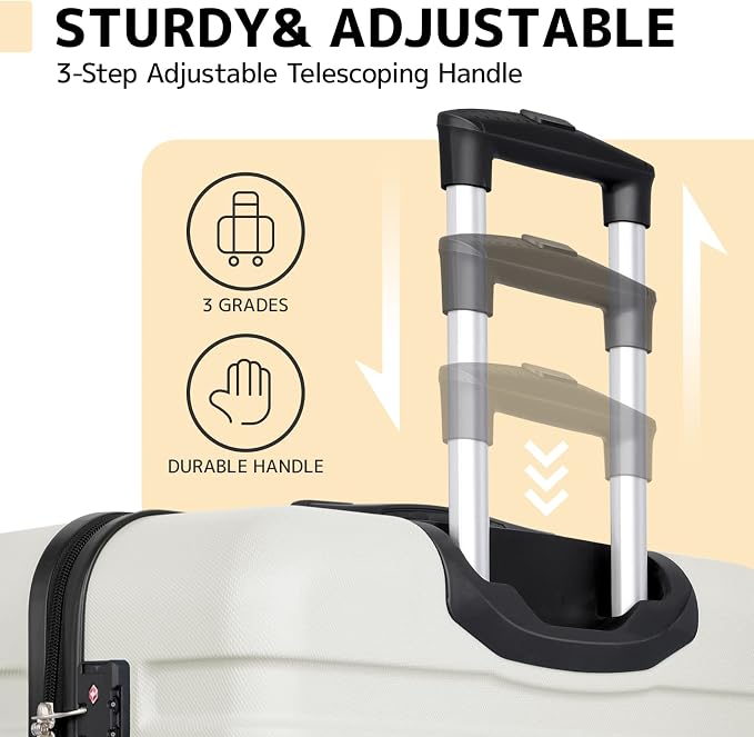 AnyZip Luggage PC ABS Hardside Lightweight Suitcase with 4 Universal Wheels TSA Lock Checked-Large 28 Inch White - Image 6