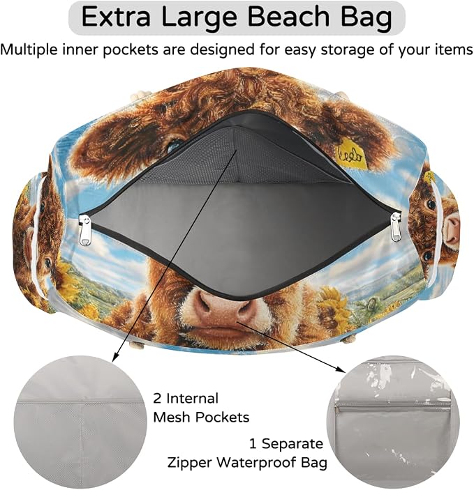 Large Beach Bag with Zipper Beach Bags for Women Water Resistant Swim Pool Bag - Image 7