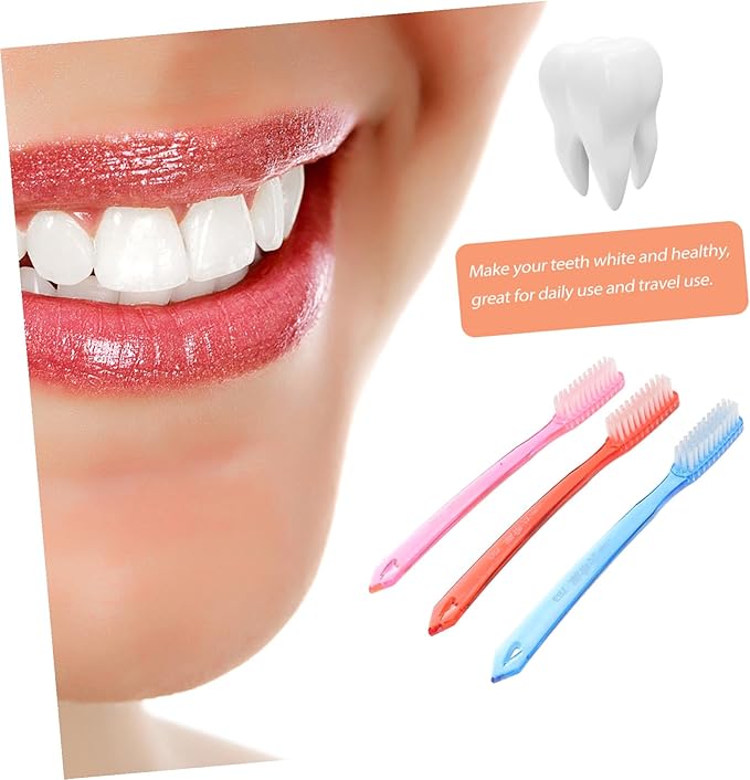 6pcs Hard Bristle Toothbrush for Adults Premium Manual Cleaning Teeth Stain Removal Bulk with Anti-Skid Handle for Daily Oral Hygiene and Travel Use