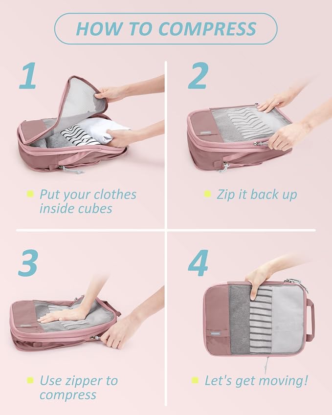 BAGSMART 6 Set /4 Set/2 Set Compression Packing Cubes for Travel, Lightweight Luggage Organizer Bags, Durable Space Saver Bags Travel Essentials - Image 6