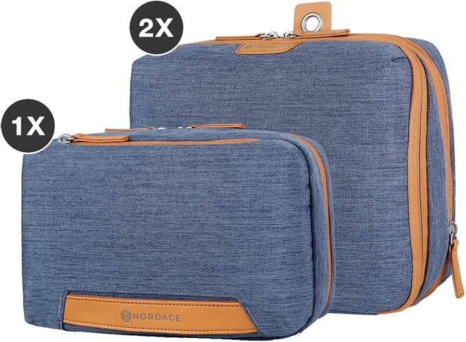 Nordace Travel Packing Organizers Set for Men and Women - 2x Packing Cubes & 1x Wash Pouch - Durable & Water Resistant (Blue) - Image 2