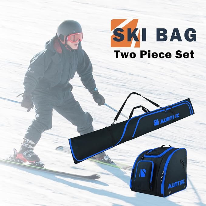 AUMTISC Padded Ski and Boots Bag Combo for Air Travel Flying, Skis Bags Adjustable Length for Skis Up to 200cm and Boots Up to Size 13 - Image 7