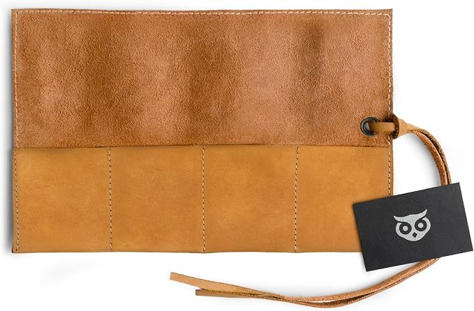 Hide & Drink, Leather Watch Roll Organizer Handmade from Full Grain Leather, Holds Up to 4 Watches, Easy Carry On Watchlover Storage (Old Tobacco) - Image 5