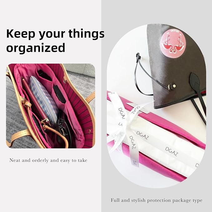DGAZ Purse Organizer Insert Fits Neverfull-Mini/PM/MM/GM Bags,Silk Bag Organizer,Luxury Handbag & Tote Shaper(GM, Peach Pink) - Image 8