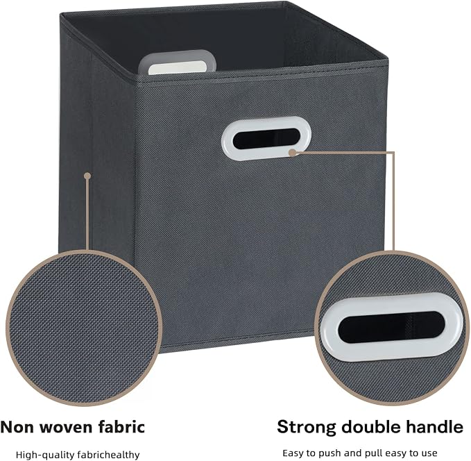 Fabric Cloth Storage Bins,Fabric Cube Organizer with Dual Handles Foldable Cube Storage Baskets for Home Bedroom Storage,Set of 3, Gray - Image 7
