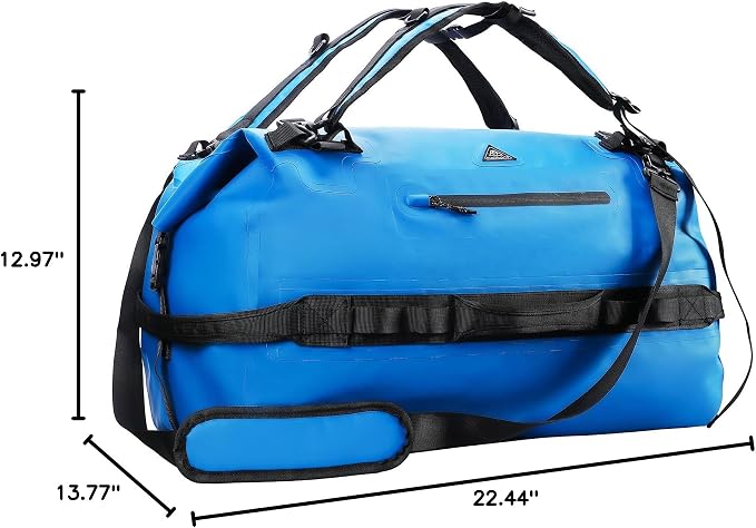 Haimont IPX7 Waterproof Roll-Top Dry Duffel Backpack | 60L/90L Sizes, 500D Tarpaulin, Welded Seams, Mesh Pockets, Boating & Kayaking - Image 10
