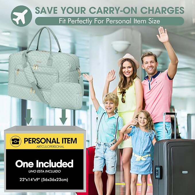 Travel Duffle Bag Weekender for Women - Carry-On Overnight Bag Personal Item Bag with Shoe Compartment & Wet Pocket Large Weekend Tote Bags with Toiletry Bag Hospital Bags for Labor and Delivery - Image 7