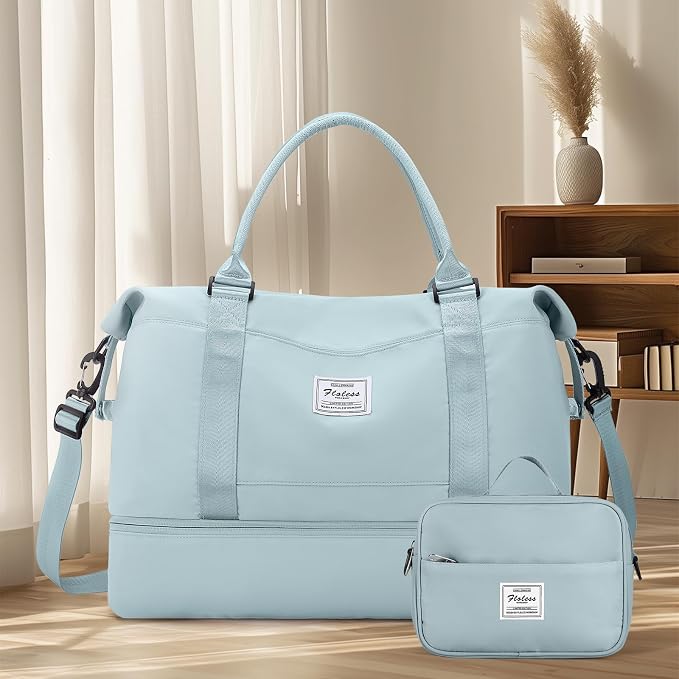 Travel Duffel Bag with Shoes Compartment,Weekender Bags for Women Travel | Overnight Carry-On Bag with Toiletry Bag, For Spirit Airlines 18x14x8 Personal Item Bag - Image 9