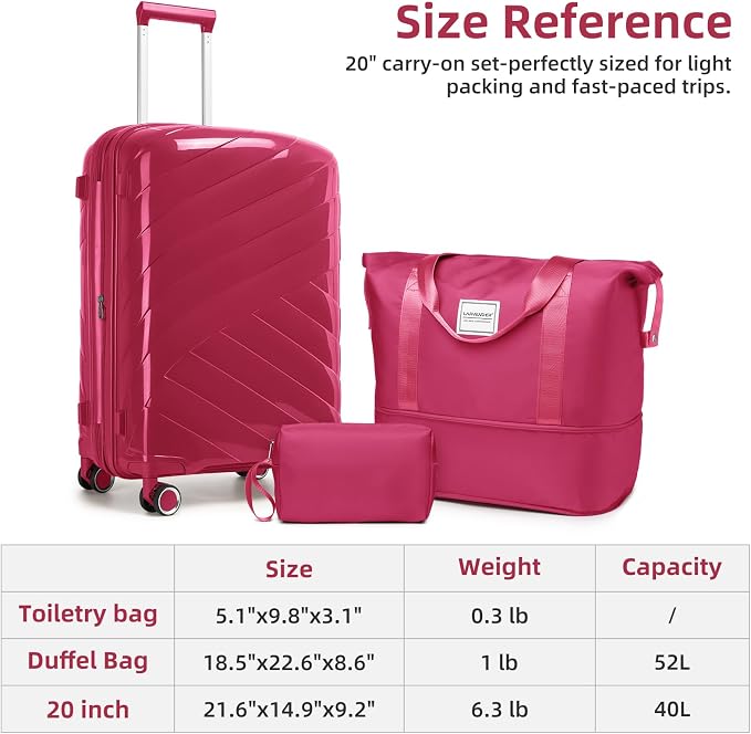 Carry On Luggage 22x14x9 Airline Approved, 20 Inch Expandable Hardshell Luggage Carry-on Suitcases with Spinner Wheels, Carry On Suitcase Set for Women (ROSE RED) - Image 6