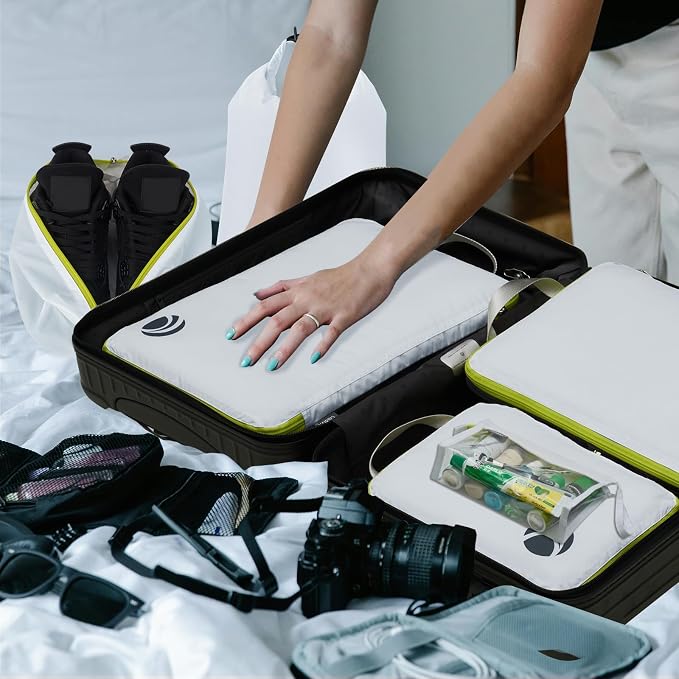 Cipway Compression Packing Cubes, Lightweight Travel Luggage Organizers with Shoe Bag, Toiletry Bag & Laundry Bag, Travel Essentials for Carry on Suitcase (8 Piece,White) - Image 8