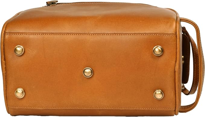 Premium Leather King Size Toiletry Travel Pouch – Handcrafted Dopp Kit Bag with Waterproof Lining, Spacious Design for Travel Essentials, Elegant Tan Finish - Image 7