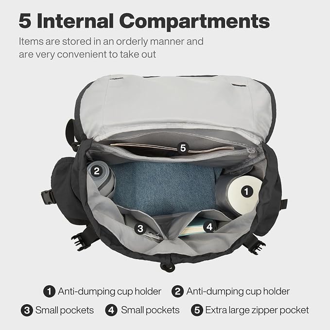 mixi Travel Backpack for Women Men, 18 Inch Carry On Laptop Backpack Flight Approved fits 16'' Laptop, Lightweight Waterproof Hiking Backpack Travel Outdoor Business Casual Daypack, Black - Image 8