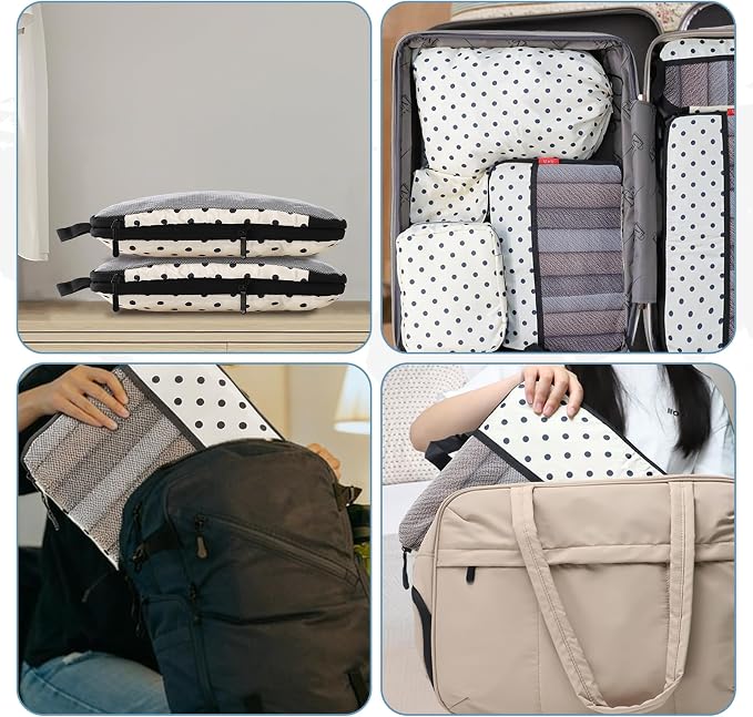 U+U 10 Set Compression Packing Cubes - Travel Organizers with Laundry Bag, Space-Saving Suitcase Organizer, Expandable Packing Organizers for Travel Essentials (Polka Dot) - Image 6