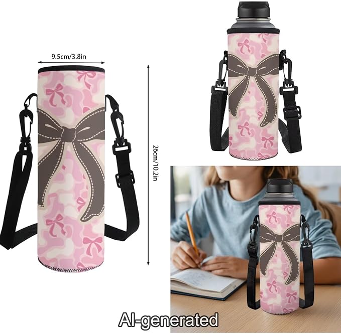 Pink Camo Bow 17 Inch Kids School Backpack Set, 4 Piece Backpack with Lunch Bag, Pencil Case and Water Bottle Holder, Lightweight School Bag for Elementary and Middle School - Image 7