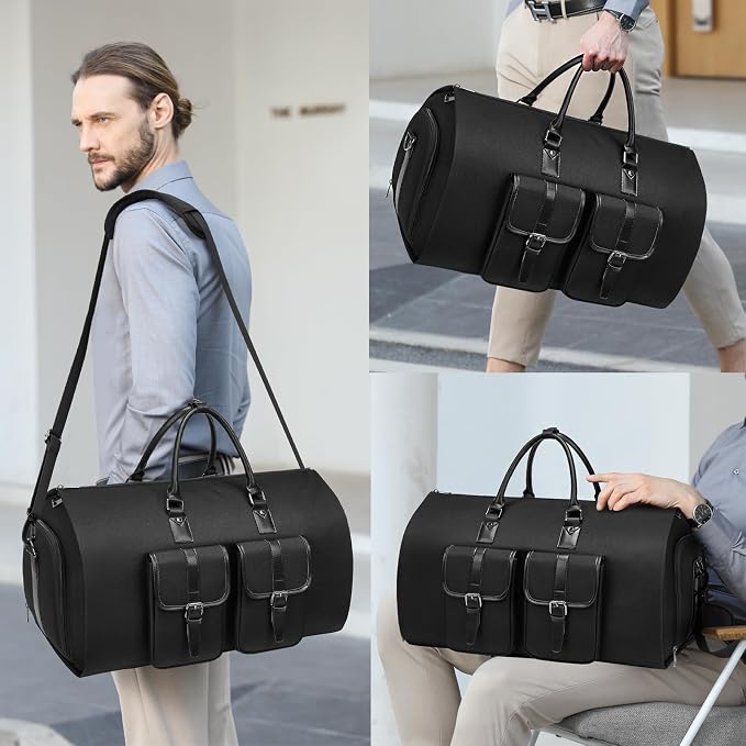 Carry-On Garment Bag for Travel, Convertible Duffel Bag for Men - 2 in 1 Large Luggage Dress Bag with Shoe Pouch - Image 6