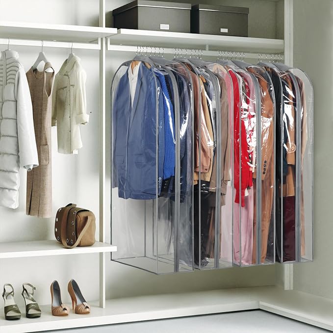 Zilink 10" All Gusseted Clear Garment Bags for Hanging Clothes 50" Hanging Garment Bags for Storage Suit Coat Bags for Closet Storage, 4 Packs - Image 6