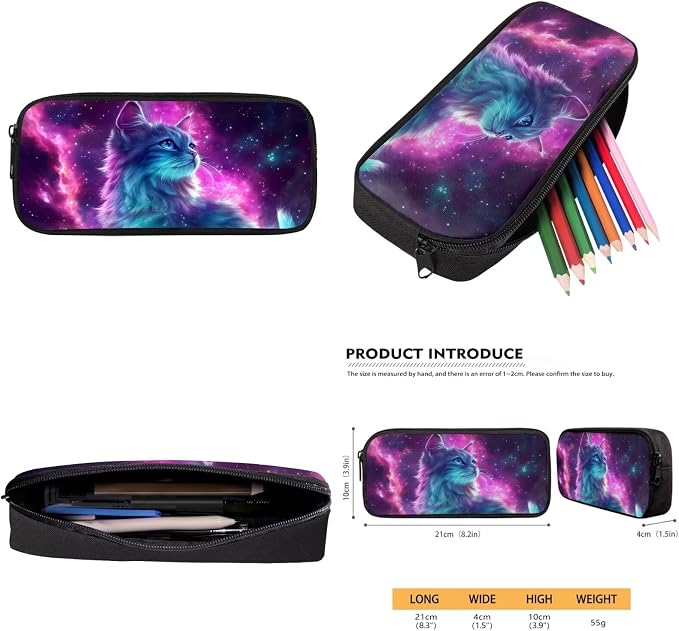 Galaxy Cat Girls Backpacks Ages 8-10 6-8, Large School Bag with Lunch Box Pencil Case Water Bottle Sleeve 4 in1 Set, Kids Bookbag for Elementary Middle Travel Outdoor Daypack, Purple - Image 7