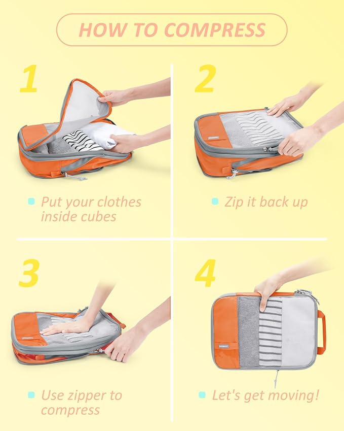 BAGSMART 6 Set /4 Set/2 Set Compression Packing Cubes for Travel, Lightweight Luggage Organizer Bags, Durable Space Saver Bags Travel Essentials - Image 6