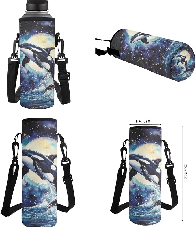 Killer Whale Backpack for School Girls 3rd Grade Preppy Galaxy Kids Bookbag with Lunch Box Set Moon 4 in 1 Primary Back Pack Lunch Bag Pencil Case Book Bags Lunchbox Water Bottle Holder - Image 7