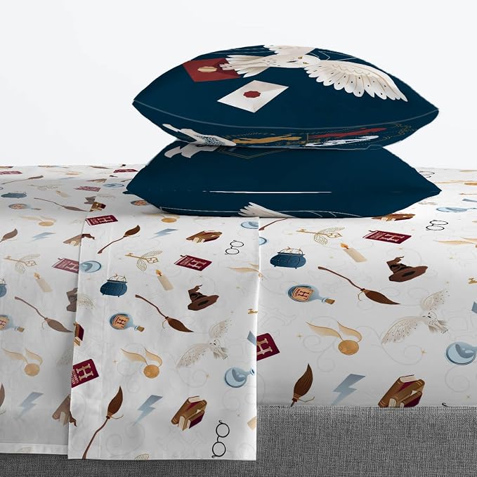 Jay Franco Kids Sheet Set with Fitted, Flat Sheets & Pillow Cover - Ultra-Soft Bedding with Pillowcase for Room Decor, Multi - Harry Potter, 4 Piece Queen - Image 6