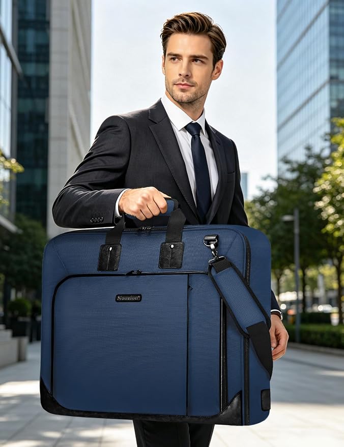 Noozion Garment Bag for Travel, Large Carry On Suit Bag for Business Up to 3 Suits, Wrinkle Free Garment Bag for Hanging Clothes with Shoulder Strap, Laptop Compartment, and Wet-Dry Pocket - Image 9