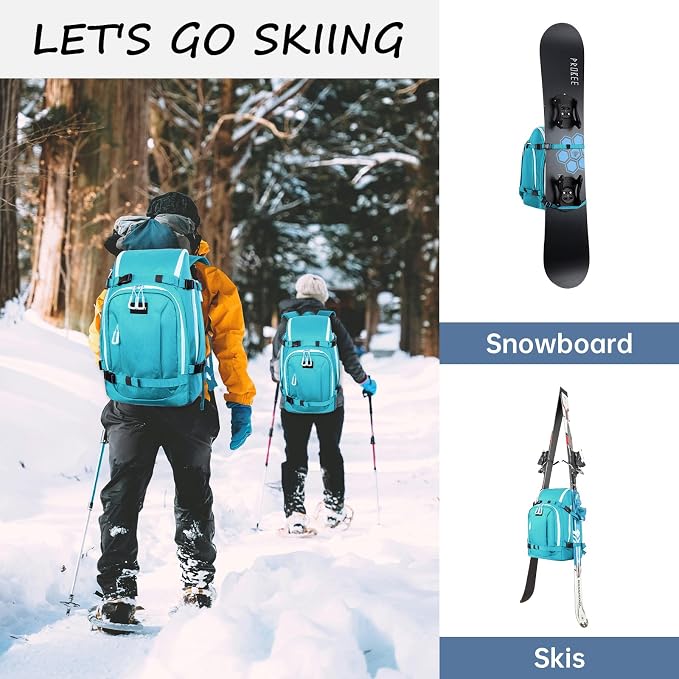 Ski Boot Bag, 50L Ski Boot Travel Backpack for Skis, Snowboard & Accessories, Waterproof Padded Ski Boot Bag Backpack - Image 7