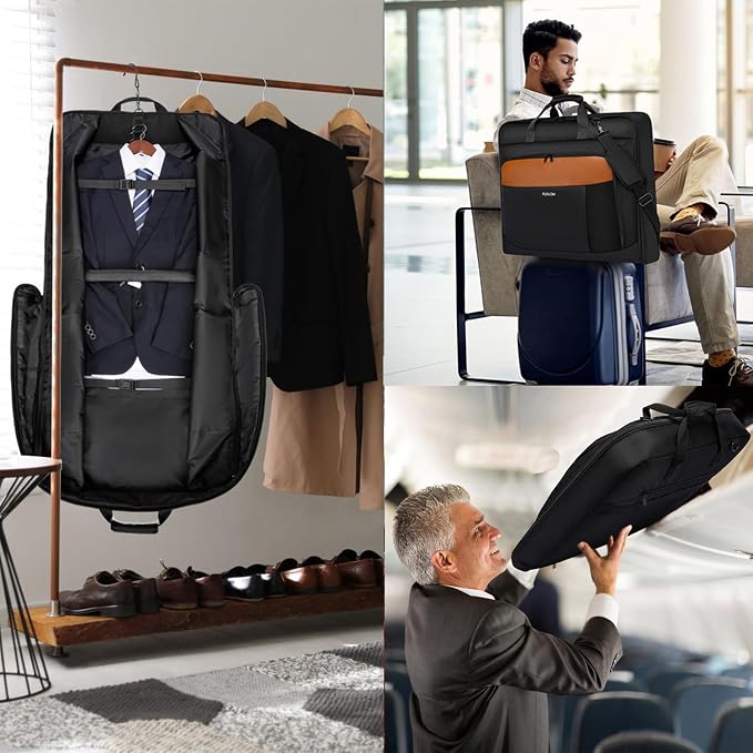 Garment Bag Travel Suit Bag Large 40-Inch Carry on Bag Up to 3 Suits,2 in 1 Hanging Luggage Bags, Fits 15.6Inch Laptop - Image 7