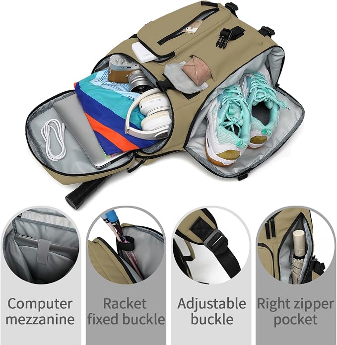 Kalesi Gym Duffle Tennis Bag Backpack 4-Way Waterproof with Shoes Compartment for travel Sport Hiking laptop (Wood color) - Image 9