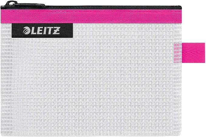 Leitz Wow Travel Pouch, Water Resistant, Translucent, Ideal for Visible Storage and Organisation, Small (A6) - Pink - Image 3