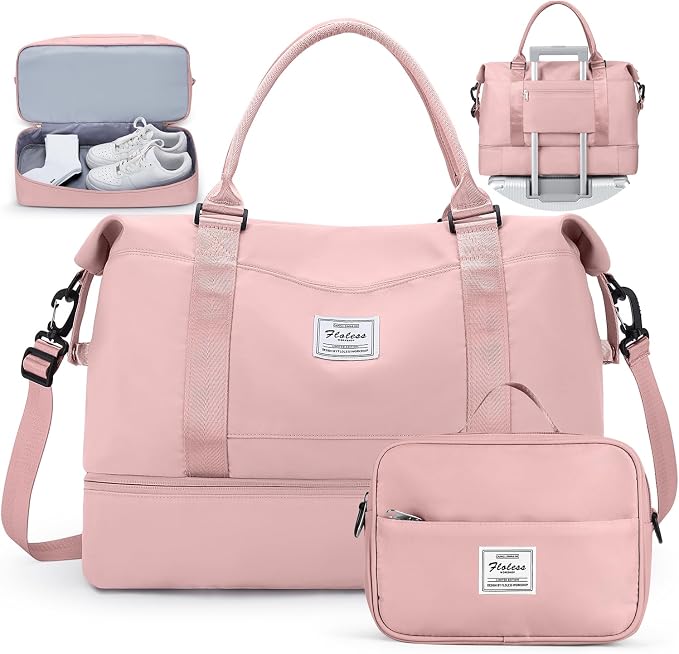 Travel Duffel Bag with Shoes Compartment,Weekender Bags for Women Travel | Overnight Carry-On Bag with Toiletry Bag, For Spirit Airlines 18x14x8 Personal Item Bag - Image 9