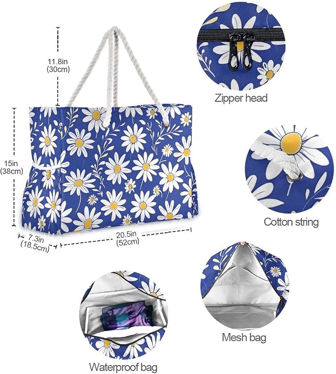 senya Large Beach Shoulder Bags Canvas Tote Water Resistant for Gym Travel Daily - Image 6
