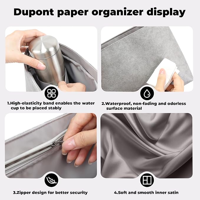 DGAZ Lightweight Purse Organizer Insert for GYARD-HoboBags,silk and DupontPaper handbag inner for Luxury Bag(Gris Mouette,HoboBag) - Image 8