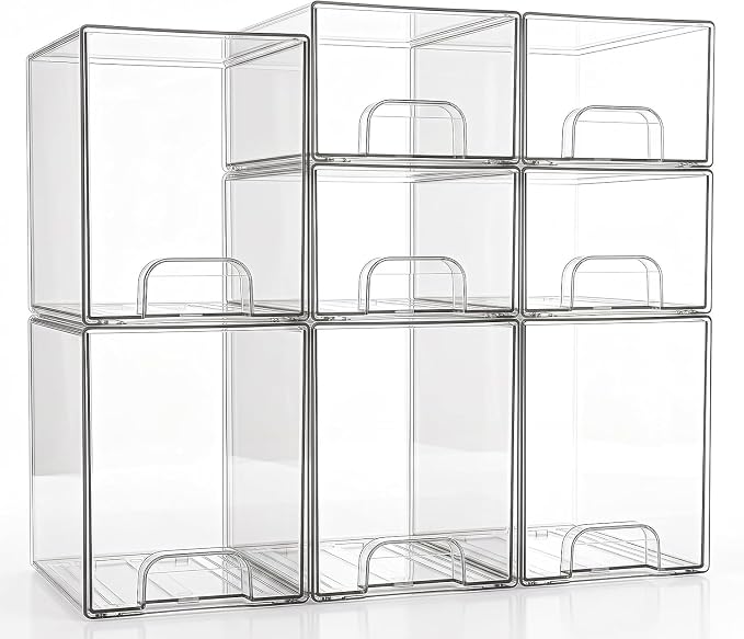 Clear Stackable Storage Drawers: Baby Bottle Storage Organizer, Acrylic Bottles Station Organizer Container for Countertop, Vanity, Bathroom, Cabinet Organization - 8 Pack - Image 9