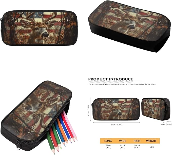 American Flag Deer School Backpack for Teens Girls with Lunch Box Hunting Elementary Student Bookbag for Kids 10-12/12-14/8-10 Lunch Bag Middle Schoolbag Lunchbox Pencil Case Book Bag Set - Image 6
