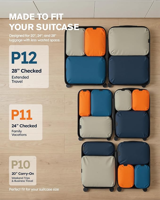 Tolaccea Travel Packing Cubes Set Compression Organizers for 28" Luggage | Lightweight Ripstop Nylon | Compression Zippers Save Space | Organized Packing Storage for Family Travel | Extra Laundry Bag - Image 10
