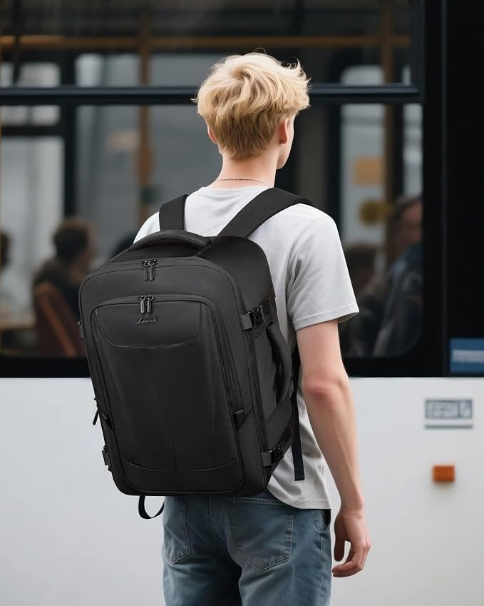 LOVEVOOK Travel Backpack for Men Women, 35L Carry on Backpack Flight Approved with 3 Packing Cubes, Large Personal Item Bag Fits 15.6 inch Laptop for Business Trip Weekender, Overnight Daypack, Black - Image 6