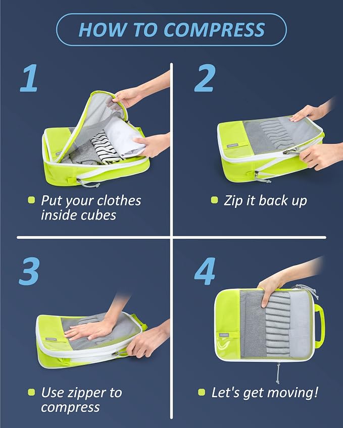 BAGSMART 6 Set /4 Set/2 Set Compression Packing Cubes for Travel, Lightweight Luggage Organizer Bags, Durable Space Saver Bags Travel Essentials - Image 6