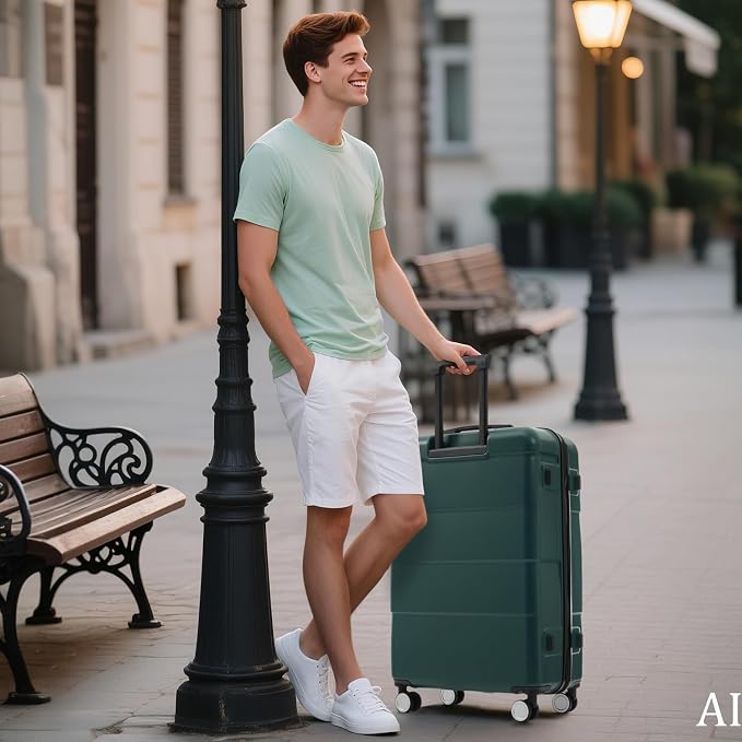 Dark Green 6 Piece Luggage Set Hard Shell - Traveling Suitcases with Spinner Wheels and Duffel Bags for Family Travel, Durable Carry On Luggage Sets with Lock for Women and Men - Image 9