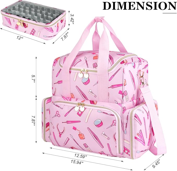 Nail Polish Organizer Case - Large Double Layer Organizers and Storage Bag for Nail Supplies and Art Tech - Image 8