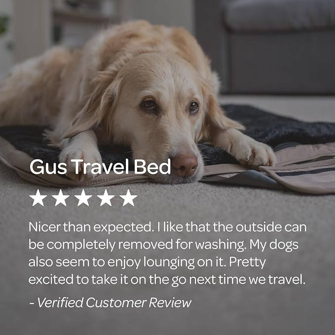 4 Cats & Dogs Gus Travel Bed – Portable Foldable Dog Bed & Pet Cushion Mat with Soft Faux Fur, Water-Resistant Nylon, Zippered Suitcase Design for Camping & Travel- Medium (29.5″ x 39.5″), Sandy - Image 10