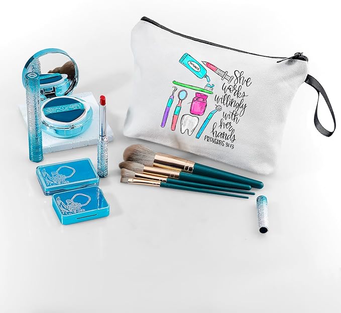 Dental Hygienist Dentist Assistant Teeth Appreciation Thank You Gifts for Female Friend Sister Coworkers Small Cosmetic Makeup Bag Christmas