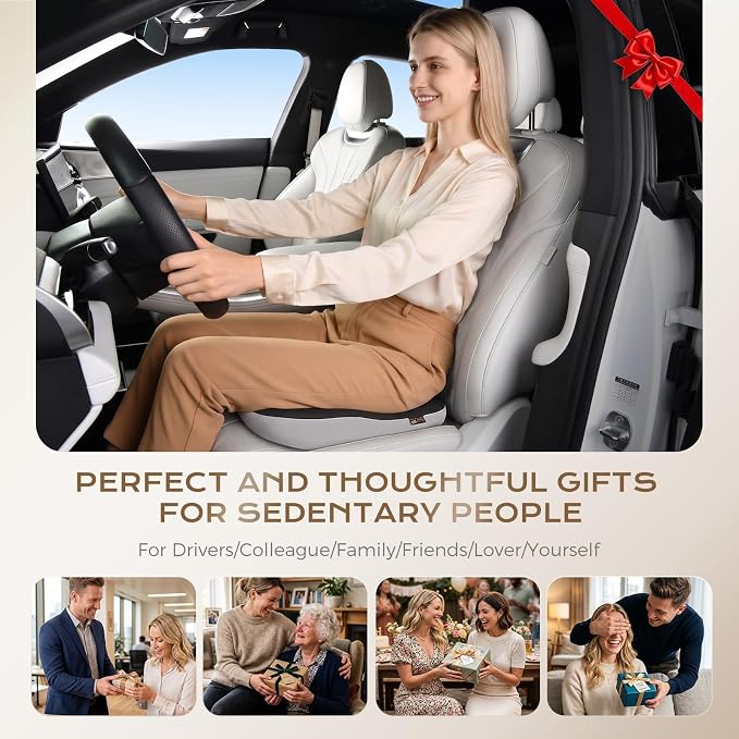 Coverado Seat Cushion for Sciatica Pain Relief, Ergonomic Memory Foam Wheelchair Cushions, Non-Slip Washable Car Seat Cushions for Driving Travel Truck Office Chair Car Driving Driver Gray&Black - Image 9