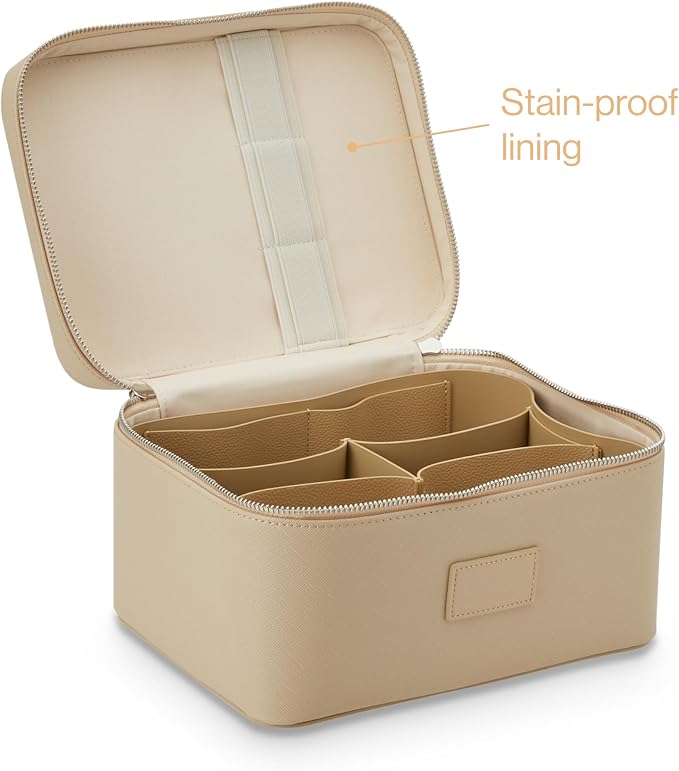 ETOILE - Vanity Case Beige - Stylish Travel Makeup Bag Organizer with Dividers - Image 6