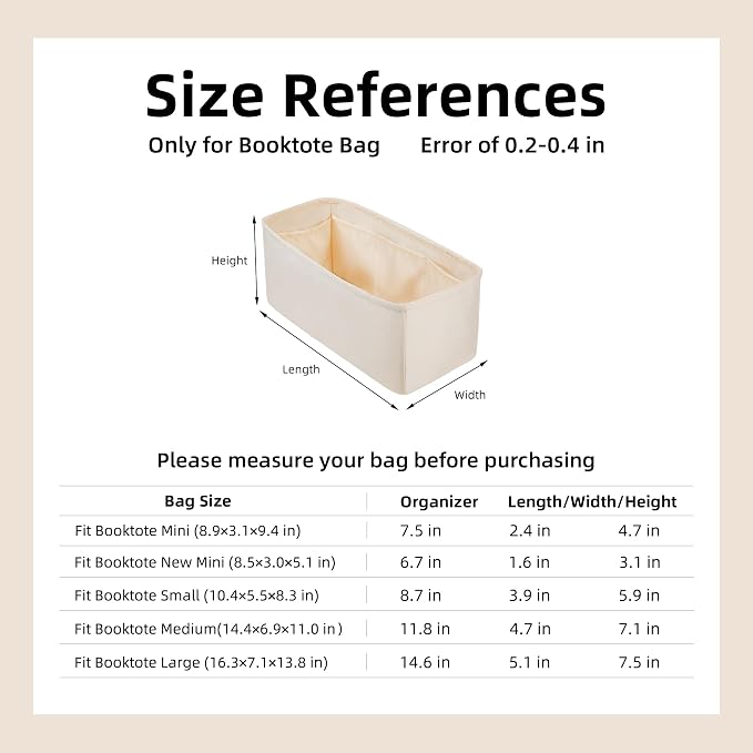DGAZ Silk Purse Organizer Insert For Dior Book Tote mini/S/M/L,Silky Smooth Bag Organizer,Luxury Handbag & Tote Shaper(Craie,BT-L) - Image 5