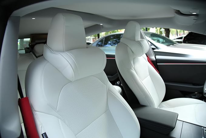 TOPABYTE Car Headrest Pillow Neck Support Cushion for Tesla White, 2 Packs | Ergonomic Design Memory Foam Car Neck Pillow for Model 3 Model Y Model S Model X Cybertruck and Most Cars & Office Chairs - Image 9