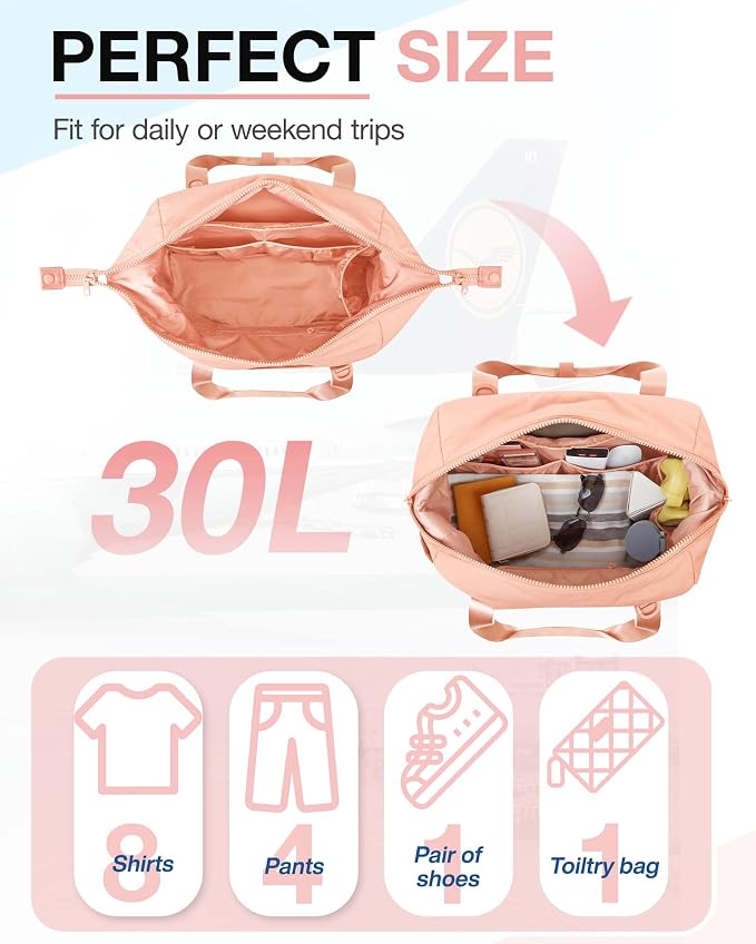 BAGSMART BAGSMART Gym Bag for Women, Carry on Weekender Overnight Bag, Travel Duffel Bags with Trolley Sleeve, Personal Item Travel Bag Tote Bag Workout Dance Bag(Orange,Medium) - Image 6