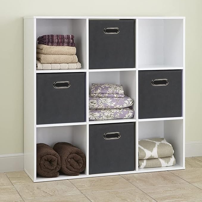 Fabric Cloth Storage Bins,Fabric Cube Organizer with Dual Handles Foldable Cube Storage Baskets for Home Bedroom Storage,Set of 6, Gray - Image 7