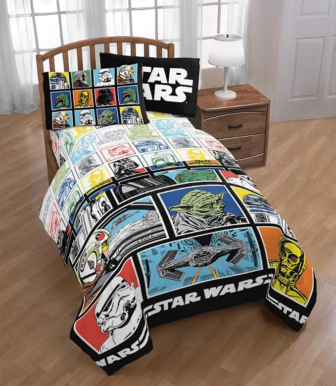 Jay Franco Kids Sheet Set with Fitted, Flat Sheets & Pillow Cover - Ultra-Soft Bedding with Pillowcase for Room Decor, Multi - Star Wars, 4 Piece Full - Image 8