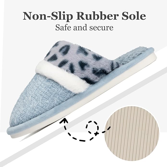 MAXTOP Womens Cozy Memory Foam Slippers Soft Warm Slip On Faux Fur House Slippers,Anti-Skid Rubber Sole,Creative Gifts for Women Mom Girlfriend