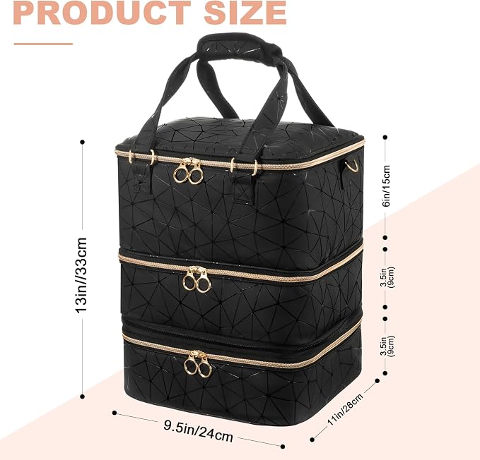 Uross Nail Polish Organizer Bag Holds 84 Bottles Nail Polish & Nail Lamp, Gel Nail Polish Organizers and Storage box for Nail Tech, Nail Kit Supplies Organizer Case-Black - Image 6